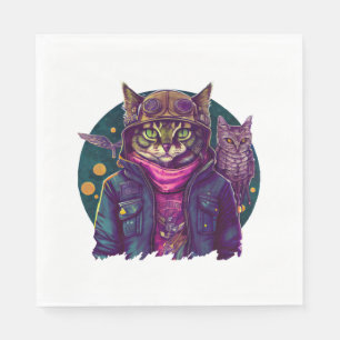 Een kat en een uil servet