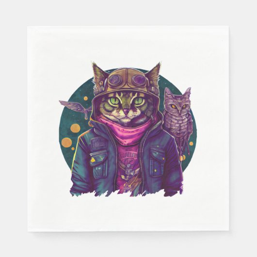 Een kat en een uil servet (Voorkant)