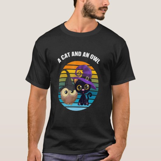 Een Kat En Een Uil T-shirt (Voorkant)