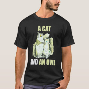 Een kat en een uil vintage kat en uil t-shirt