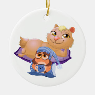 een kat en een vuile grappige huisdier keramische  keramisch ornament