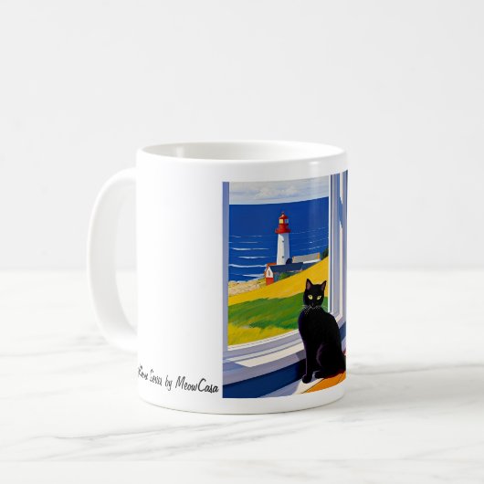 Een kat en een vuurtoren Mok (Voorkant links)