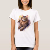 Een kat genaamd Mocha - Waterverf stijl T-shirt (Voorkant)