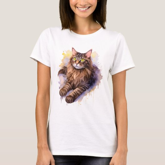 Een kat genaamd Mocha - Waterverf stijl T-shirt (Voorkant)