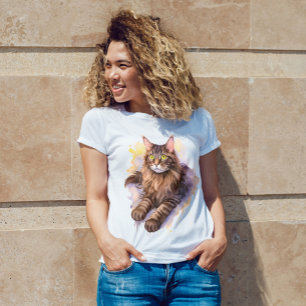 Een kat genaamd Mocha - Waterverf stijl T-shirt