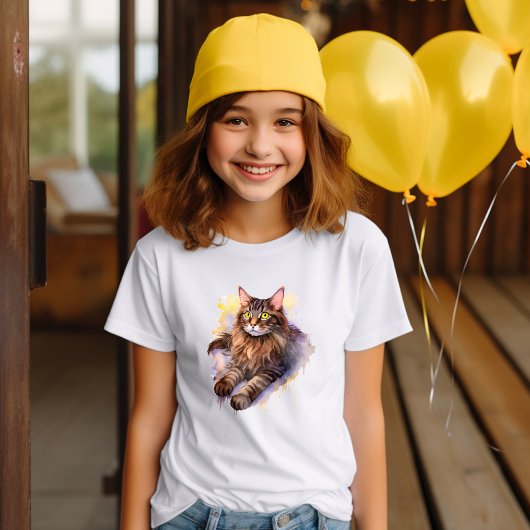 Een kat genaamd Mocha - Waterverf stijl T-shirt