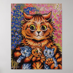 EEN KAT HAAR KITTENS LOUIS WAIN POSTER