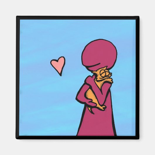 Een kat houdt van knuffels magneet (Voorkant)