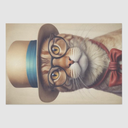 Een kat in brillen Decoupage papier (Voorkant)