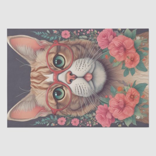 Een kat in brillen Decoupage papier (Voorkant)