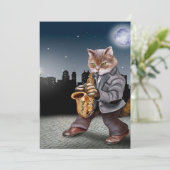 Een kat in de nacht feestdagenkaart (Staand voorkant)