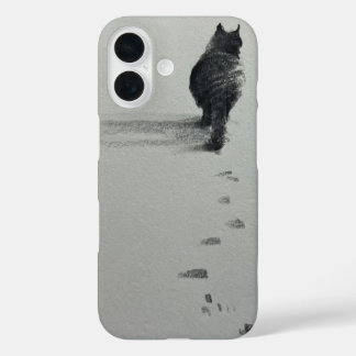 Een kat in de sneeuw 3 iPhone 16 hoesje