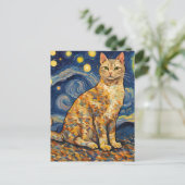 Een kat in de Sterrennacht Briefkaart (Staand voorkant)