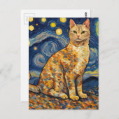 Een kat in de Sterrennacht Briefkaart (Voorkant / Achterkant)