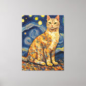 Een kat in de Sterrennacht Canvas Afdruk (Voorkant)
