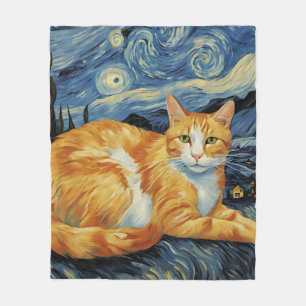 Een kat in de Sterrennacht Fleece Deken