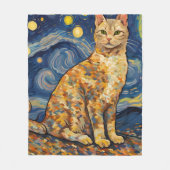 Een kat in de Sterrennacht Fleece Deken (Voorkant)