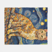 Een kat in de Sterrennacht Fleece Deken (Voorkant (Horizontaal))