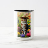Een kat in de tuin tweekleurige koffiemok (Center)