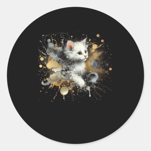Een kat in de zwarte nacht Sticker (Voorkant)