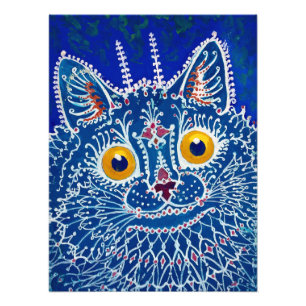 Een kat in een gotische stijl, van Louis Wain Foto Afdruk