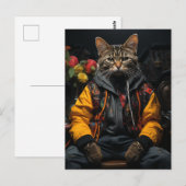 Een kat in een kleurrijke jas briefkaart (Voorkant / Achterkant)