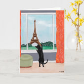 Een kat in Parijs - Fine Art Wenskaart Kaart (Gele Bloem)