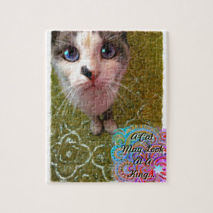 Een kat kan een koning een grappige misdadiger zie legpuzzel