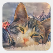 Een Kat Kerstmis Vierkante Sticker (Voorkant)
