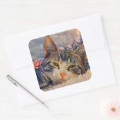 Een Kat Kerstmis Vierkante Sticker (Envelop)