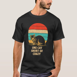 Eén kat kort van de gekke kat Humor Kitten Nerd T-shirt