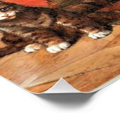 Een kat met drie Kittens, mooi kunstschilderij Perfect Poster (Hoek)