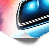 Een kat met een hoofdtelefoon en een bril op... foto afdruk (Hoek)