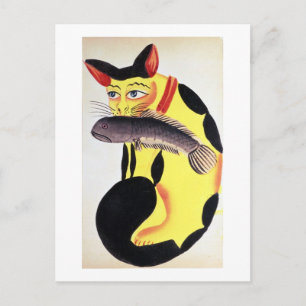 Een kat met een vis in zijn mond, van de Rudyard K Briefkaart