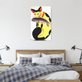 Een kat met een vis in zijn mond, van de Rudyard K Canvas Afdruk (Insitu (Slaapkamer))