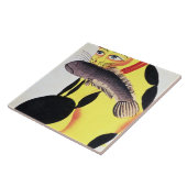 Een kat met een vis in zijn mond, van de Rudyard K Tegeltje (Zijkant)