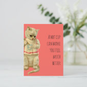 Een kat met een warme kop kan je een beter gevoel  briefkaart (Staand voorkant)