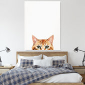 Een kat met een witte achtergrond canvas afdruk (Insitu (Slaapkamer))