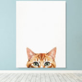 Een kat met een witte achtergrond canvas afdruk (Insitu (Houten vloer))
