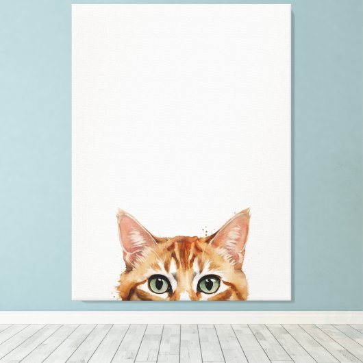 Een kat met een witte achtergrond canvas afdruk (Insitu (Houten vloer))