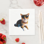 Een kat met een zonnebril servet (Insitu)