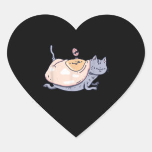 Een kat met eieren voor kattendeksels   Funny Cat Hart Sticker
