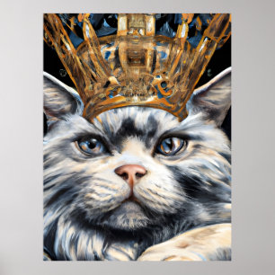 Een kat met kroon poster