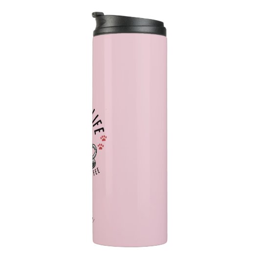 Een kat moeder leven begint met koffie, aangepaste thermosbeker (Geroteerd rechts)