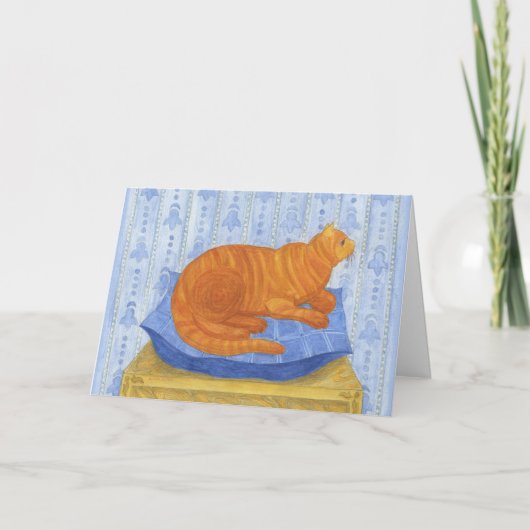 Een kat op de kussen bedankkaart (Voorkant)