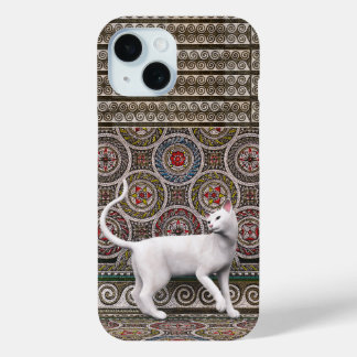 Een kat op het mozaïek iPhone 15 case