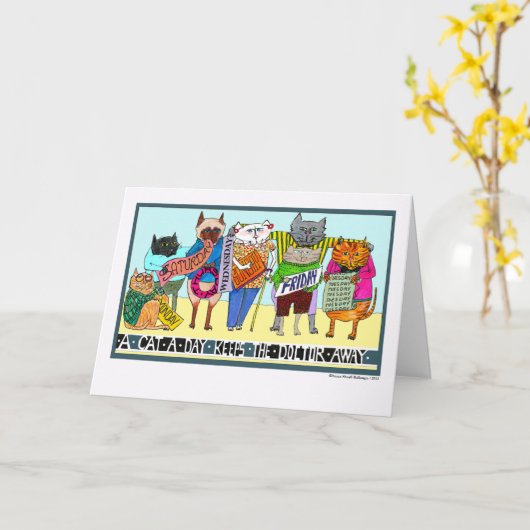 Een kat per dag houdt de dokter weg kaart (Gele Bloem)