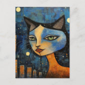 Een kat persoon in de stad briefkaart (Voorkant)