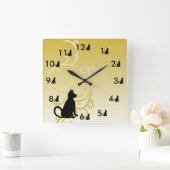 Eén Kat twee Kat Clock Pets Giften Vierkante Klok (Huis)
