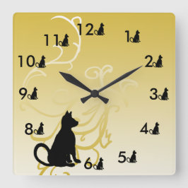 Eén Kat twee Kat Clock Pets Giften Vierkante Klok